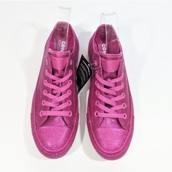 Converse CTAS OX Fuchsia Pink Glitter Sneaker Women's 6 - Picture 3 of 6